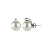 Earrings with big pearl and cubic zirconia Pearl - White - Sodini Bijoux