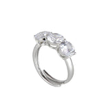 Three big cubic zirconia ring Pearl - White - Sodini Bijoux