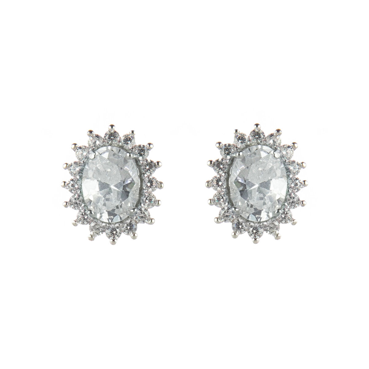 Oval cubic zirconia earrings Pearl - White - Sodini Bijoux