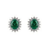 Earrings with cubic zirconia oval Pearl - Green - Sodini Bijoux