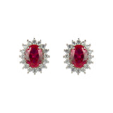 Earrings with cubic zirconia oval Pearl - Red - Sodini Bijoux