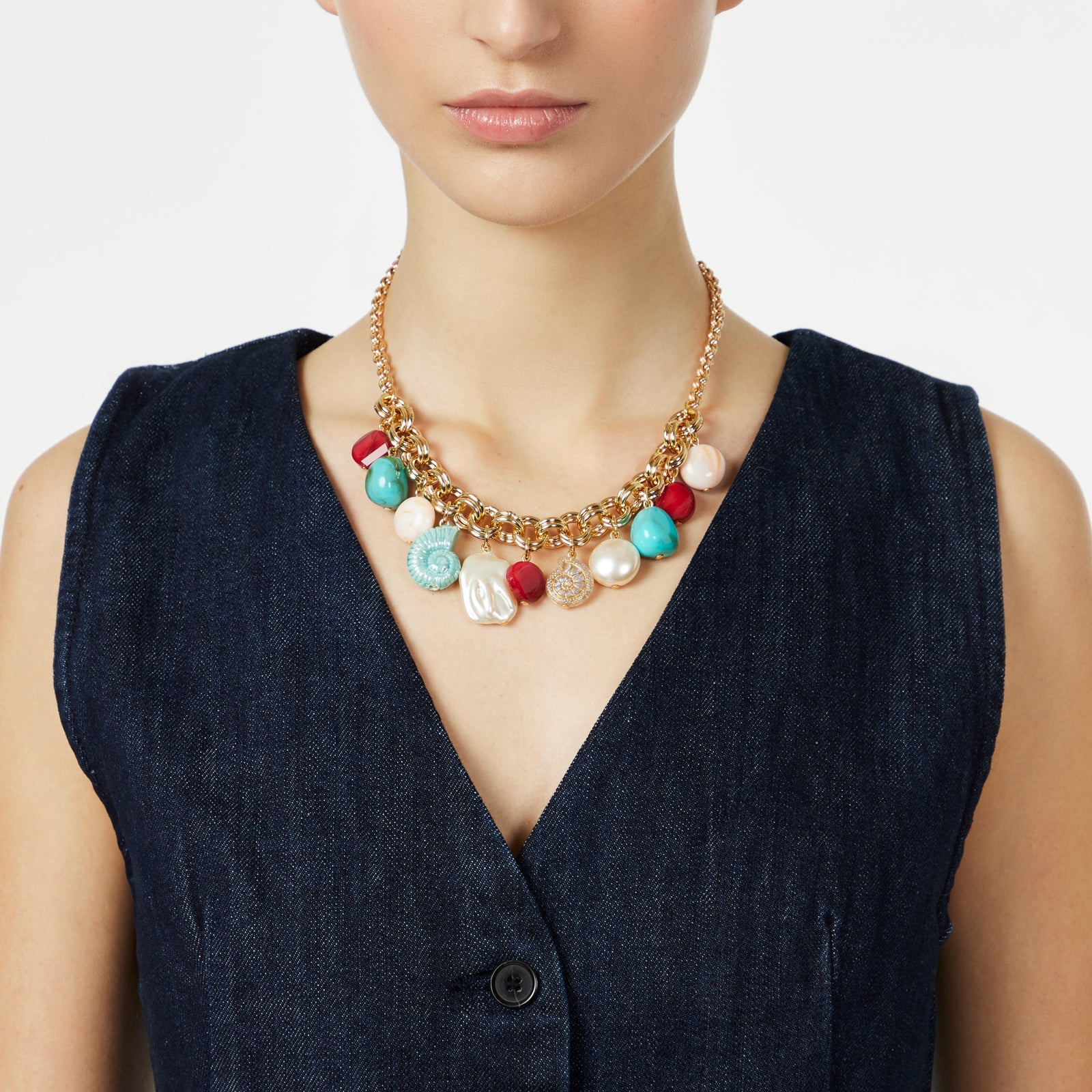 Collana corta rolò e pendenti Ondina - Multicolor - Sodini Bijoux