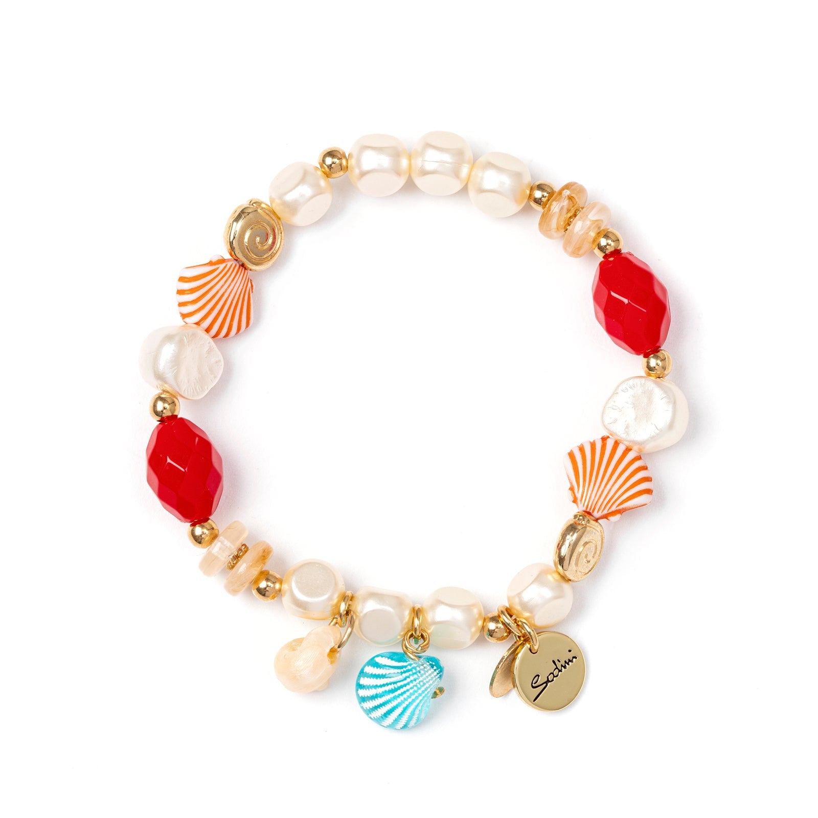 Elastic bracelet with beads and sea elements Ondina - Multicolor - Sodini Bijoux