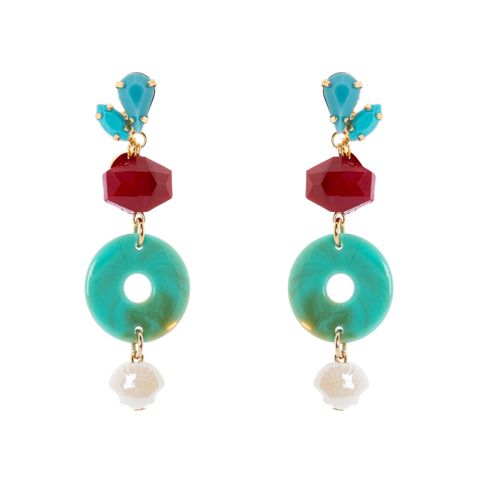 Earrings with little hoop and pearl Ondina - Multicolor - Sodini Bijoux