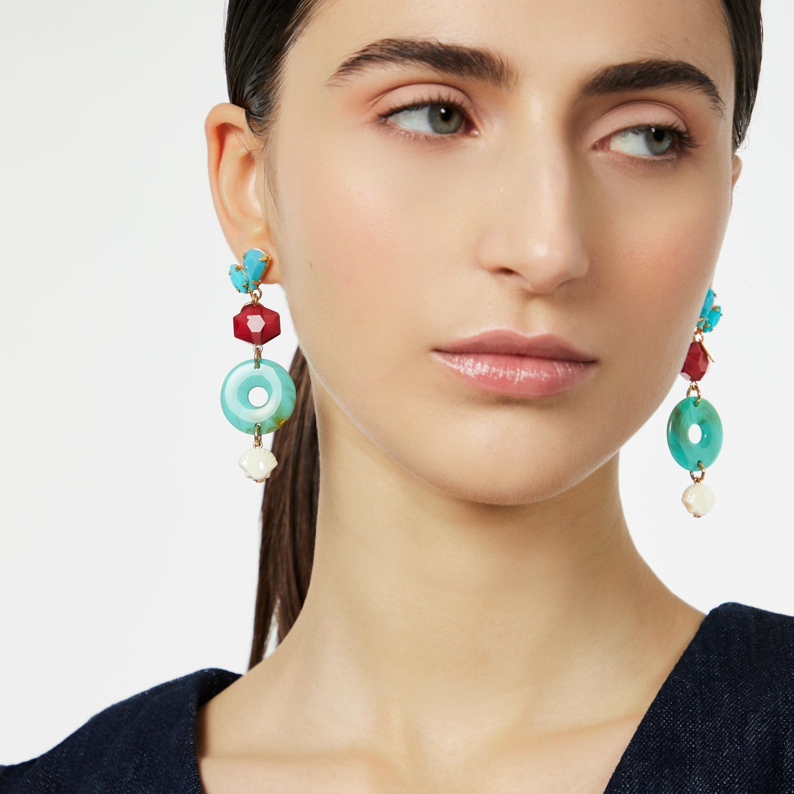 Earrings with little hoop and pearl Ondina - Multicolor - Sodini Bijoux