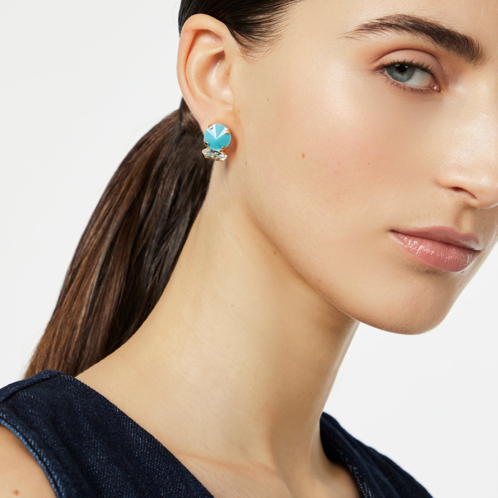 Wedge and navette earrings Ondina - Turquoise - Sodini Bijoux