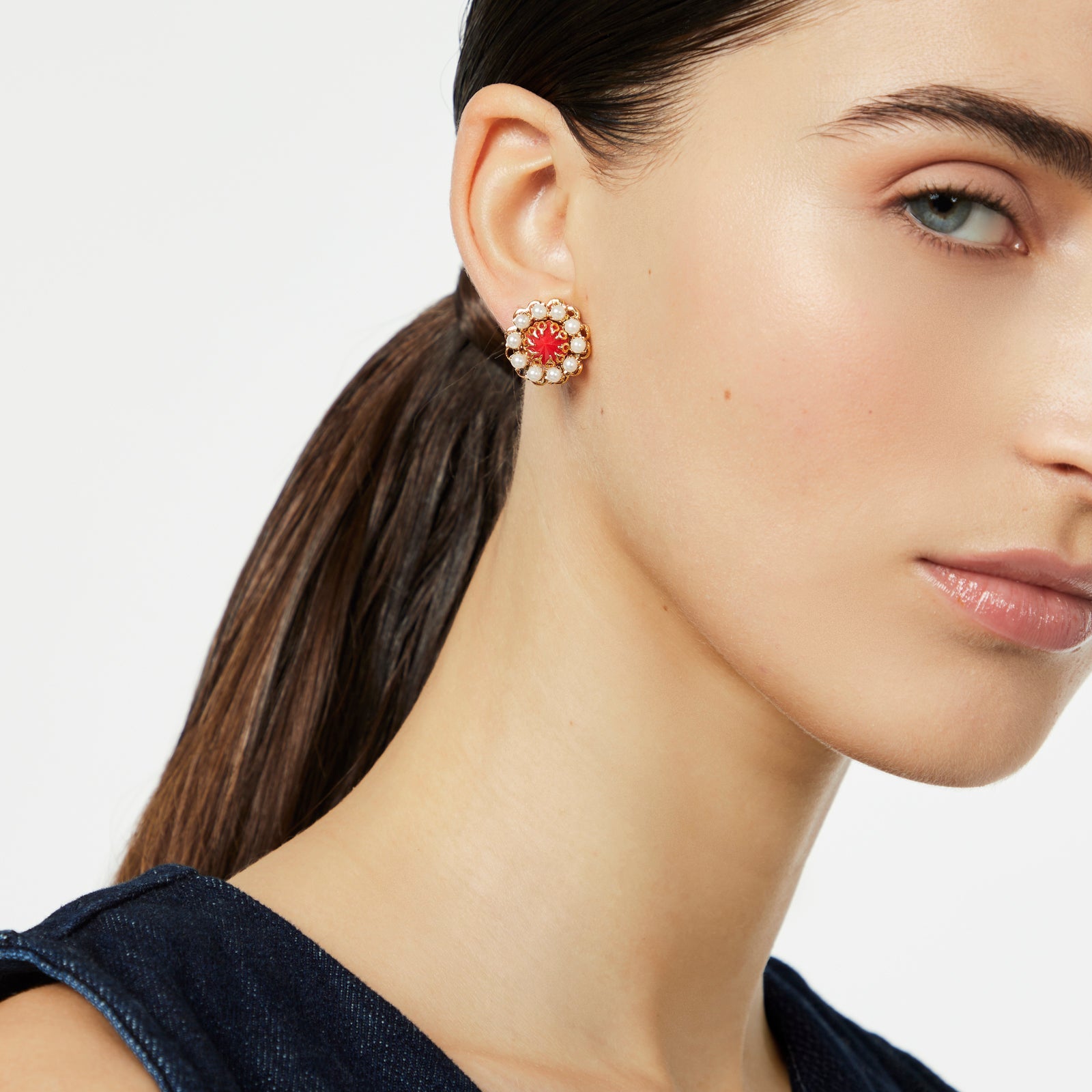 Orecchini fiore di mini perle Ondina - Rosso - Sodini Bijoux