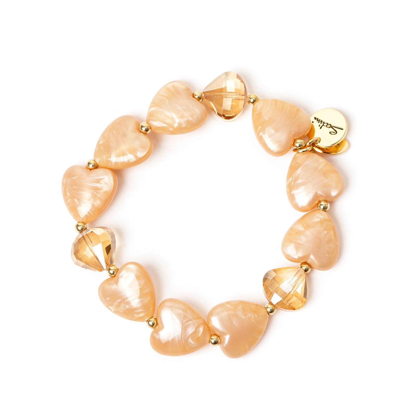 Bracciale elastico a cuori Demetra - Avorio - Sodini Bijoux