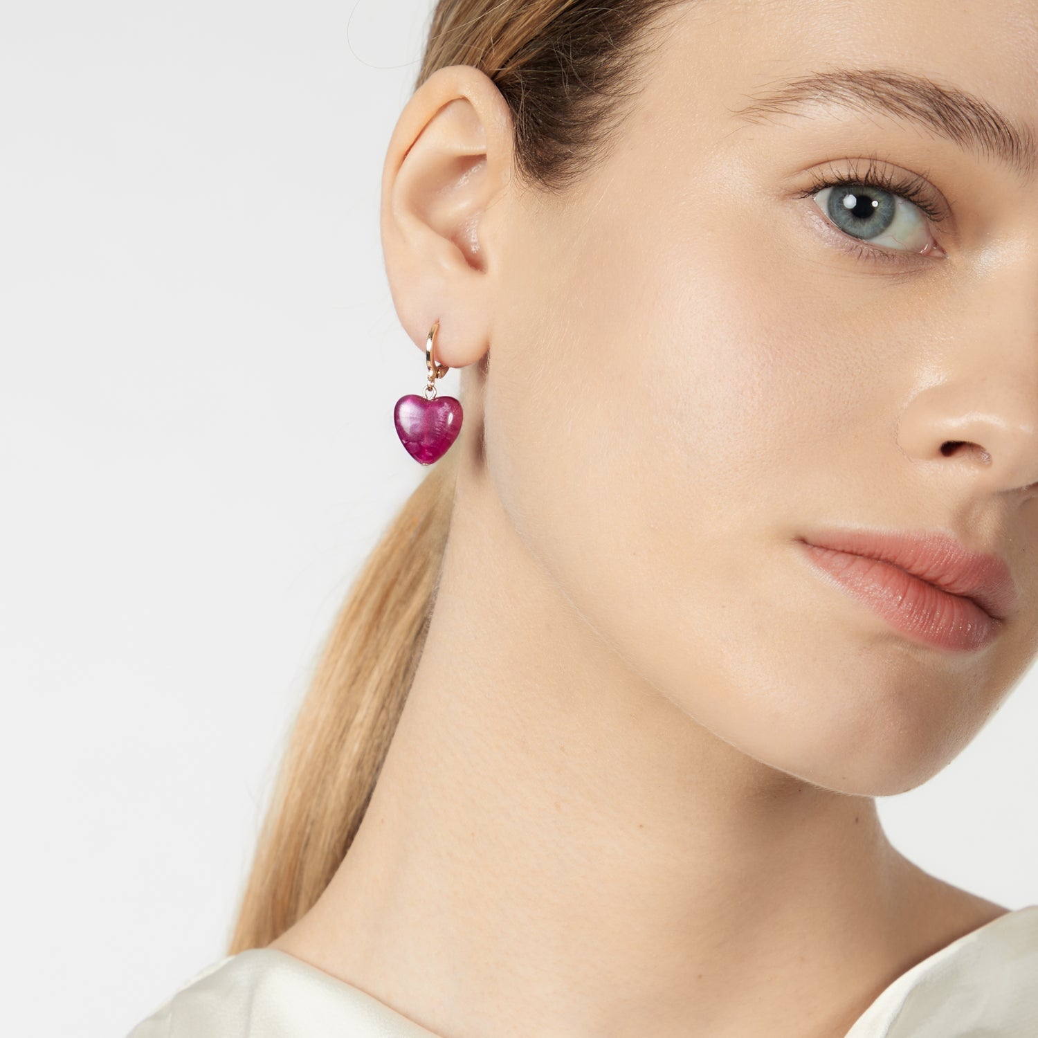 Little hoop and heart earrings Demetra - Dark purple - Sodini Bijoux