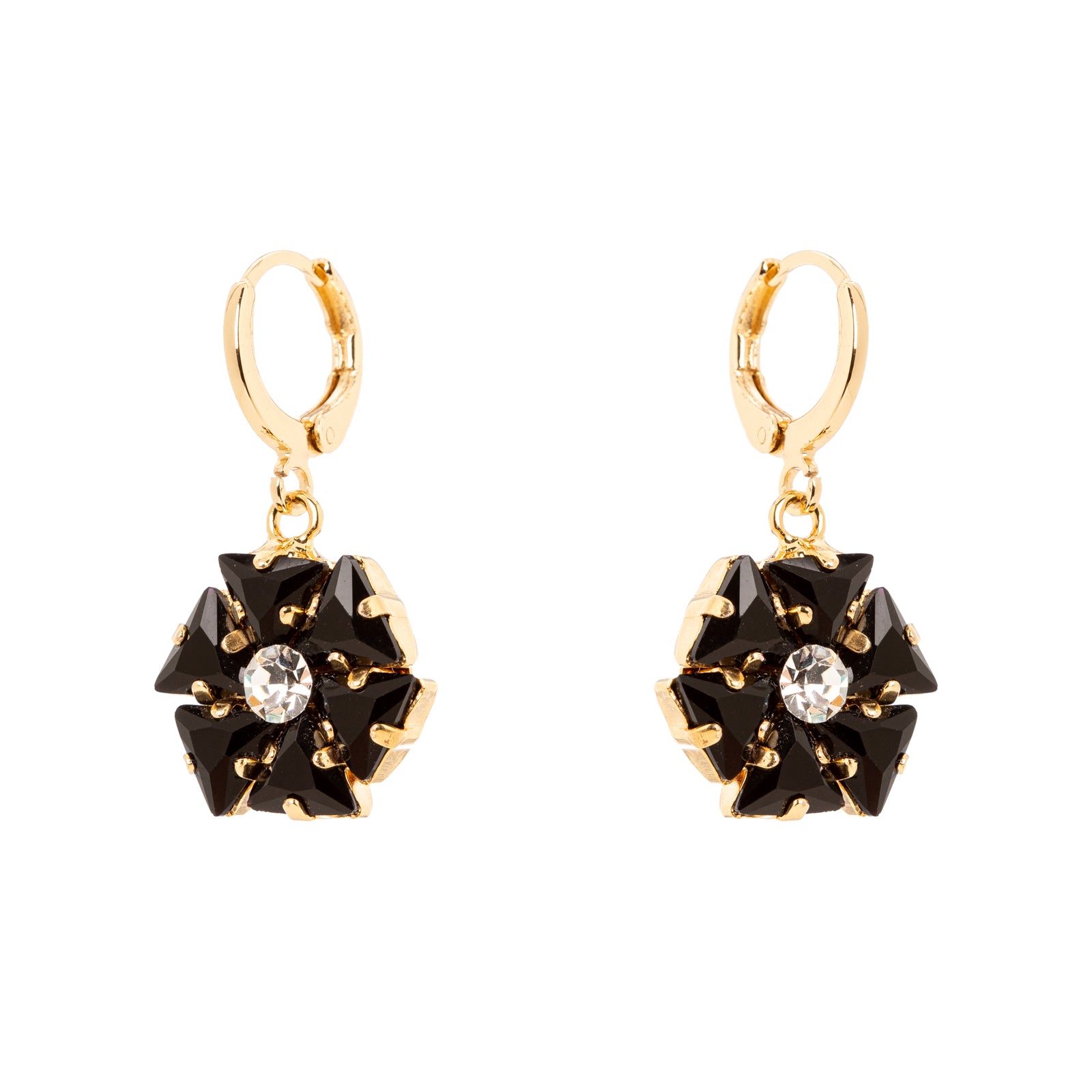 Orecchini cerchietto e fiore Amytis - Nero - Sodini Bijoux