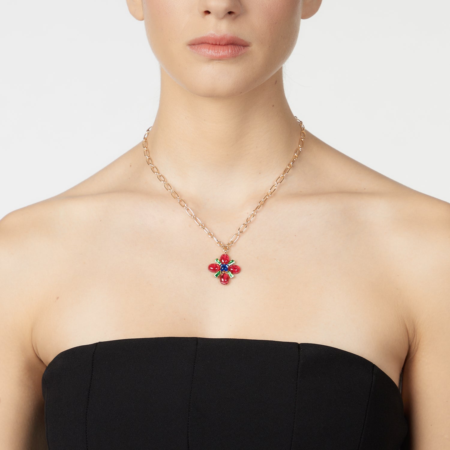 Choker with long links chain Nellie - Multicolor - Sodini Bijoux