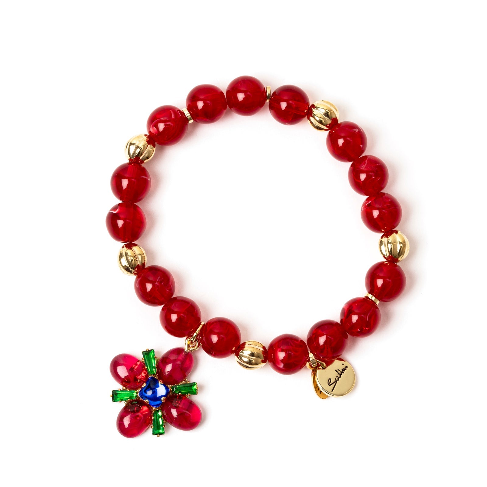 Bracciale elastico con pendente Nellie - Rosso - Sodini Bijoux