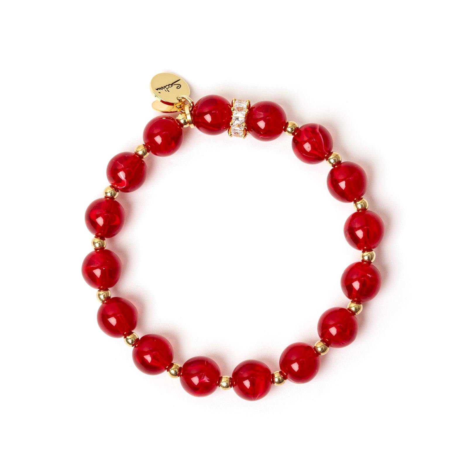 Bracciale elastico grandi boule Nellie - Rosso - Sodini Bijoux