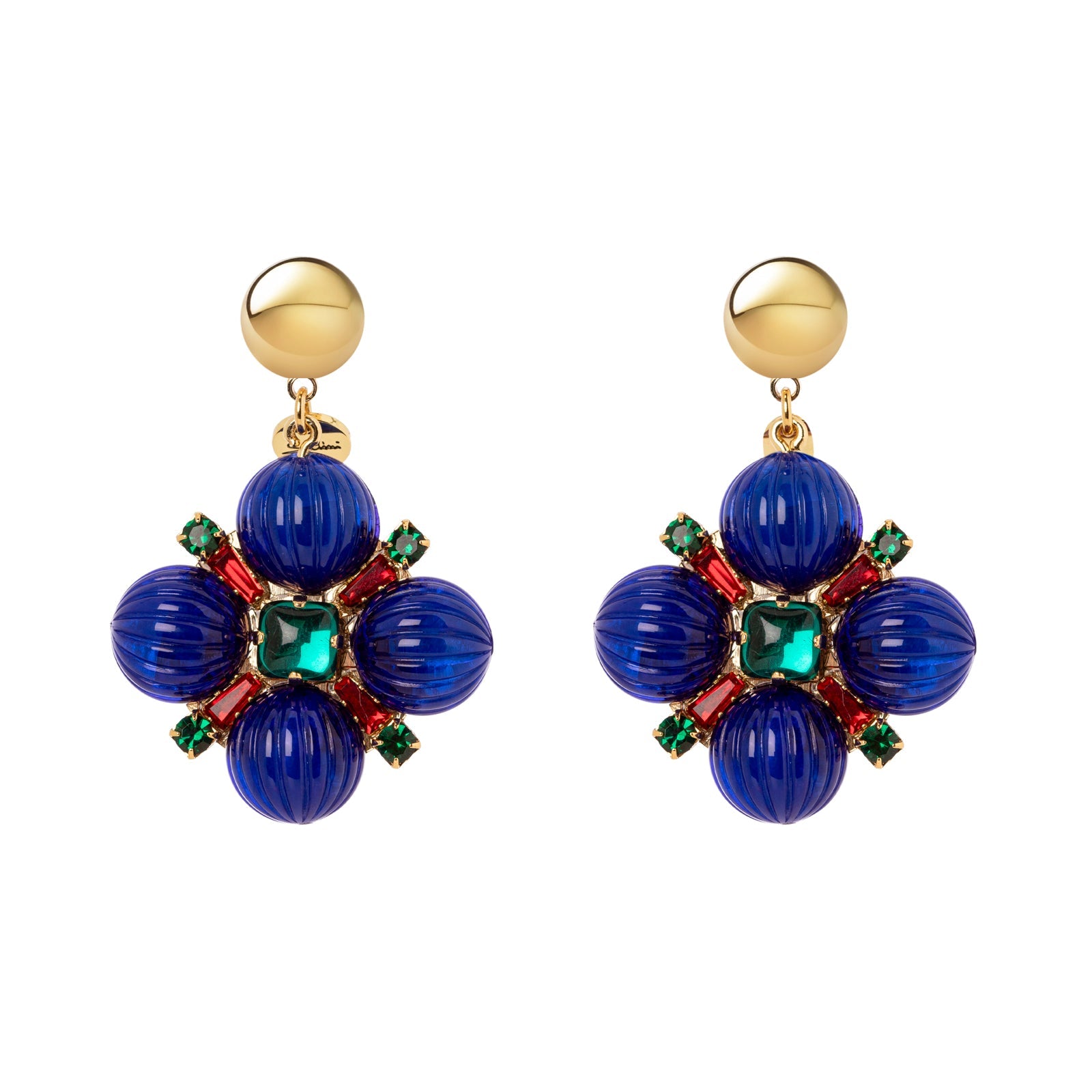 Orecchini semisfera e fiore Nellie - Blu - Sodini Bijoux