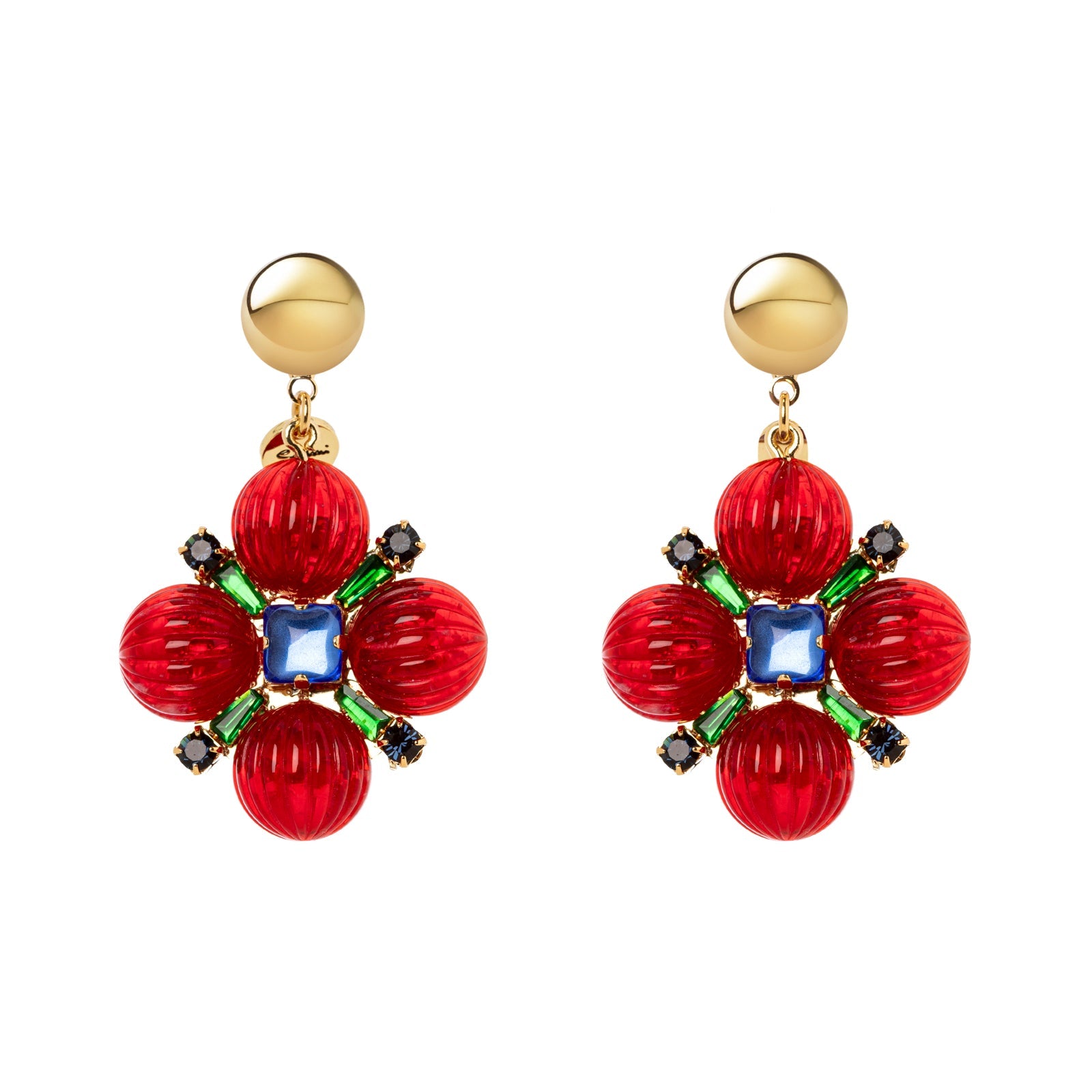 Orecchini semisfera e fiore Nellie - Rosso - Sodini Bijoux