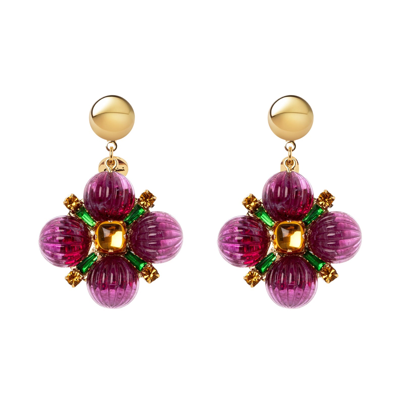 Orecchini semisfera e fiore Nellie - Viola - Sodini Bijoux