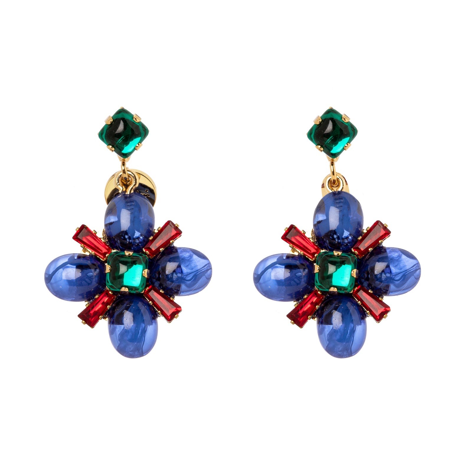Orecchini cristallo e fiore Nellie - Blu - Sodini Bijoux