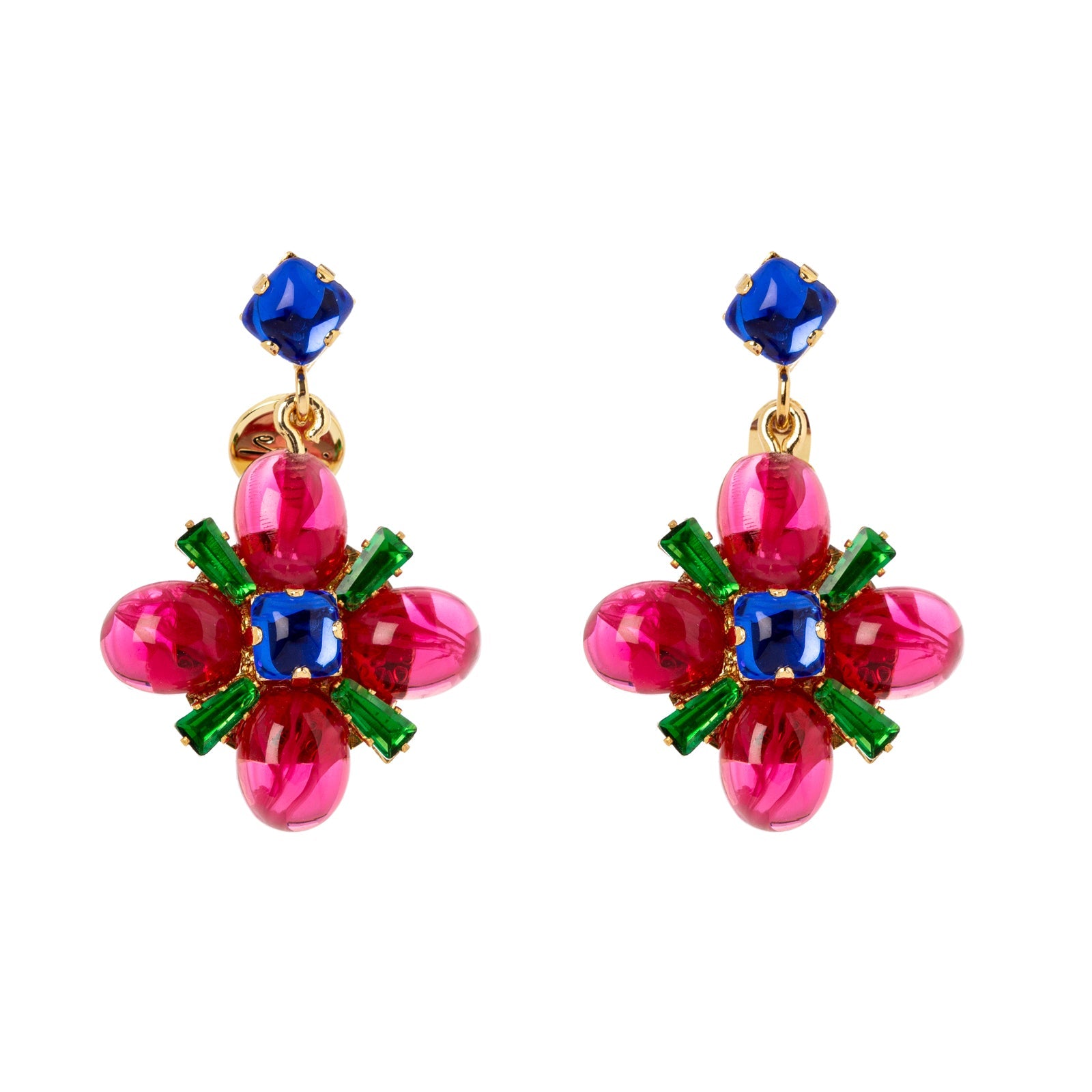 Orecchini cristallo e fiore Nellie - Rosso - Sodini Bijoux
