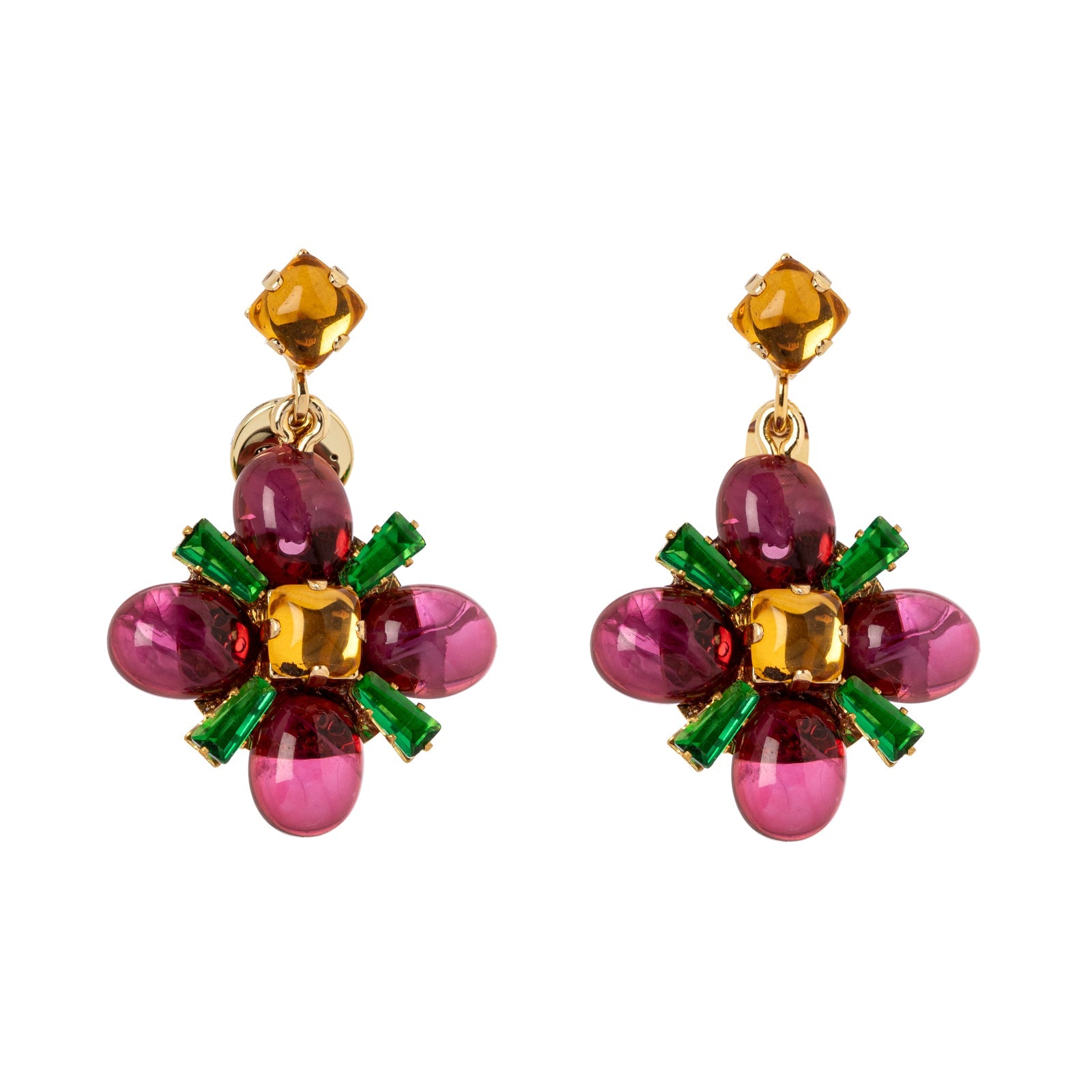 Orecchini cristallo e fiore Nellie - Viola - Sodini Bijoux