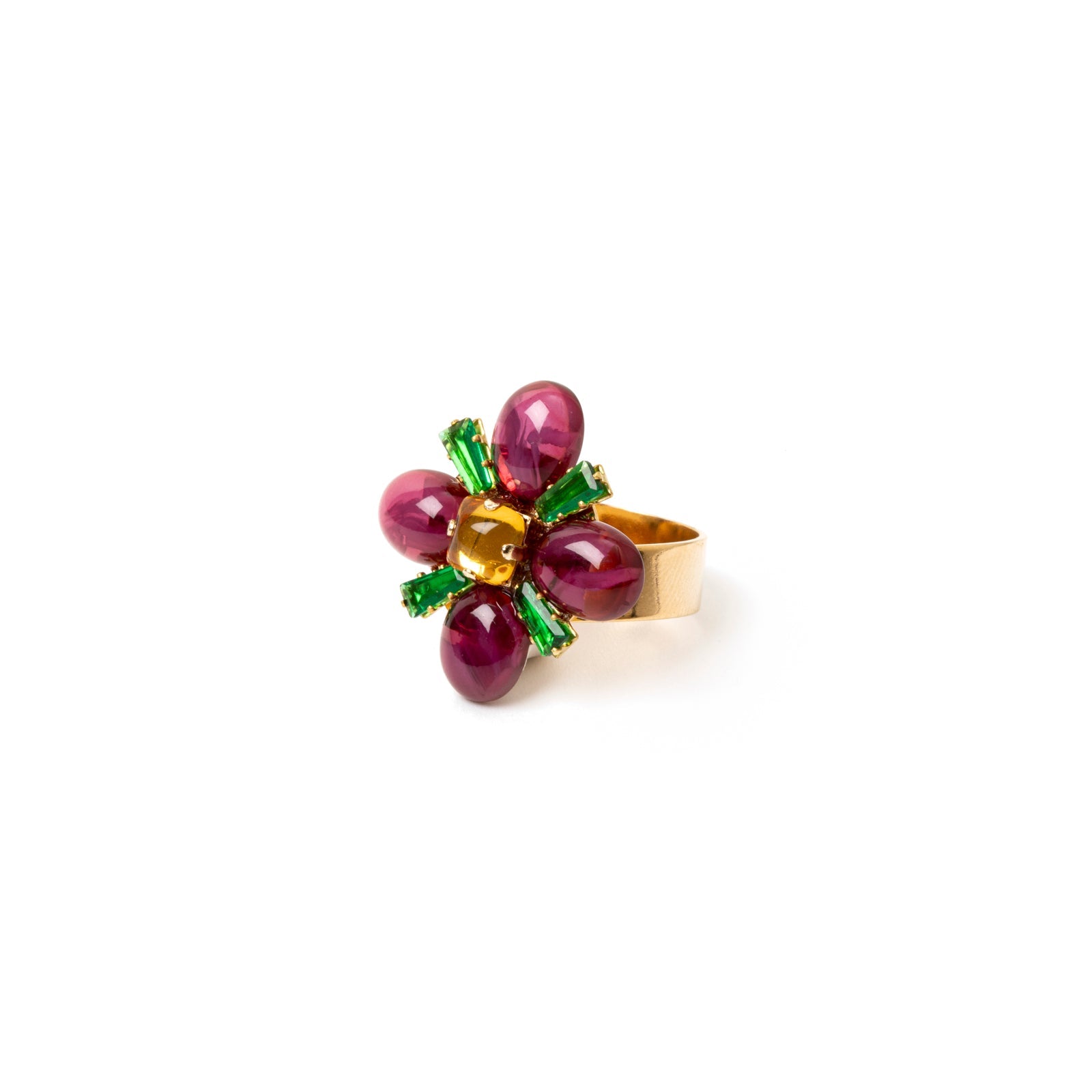 Cabochons' flower ring Nellie - Purple - Sodini Bijoux