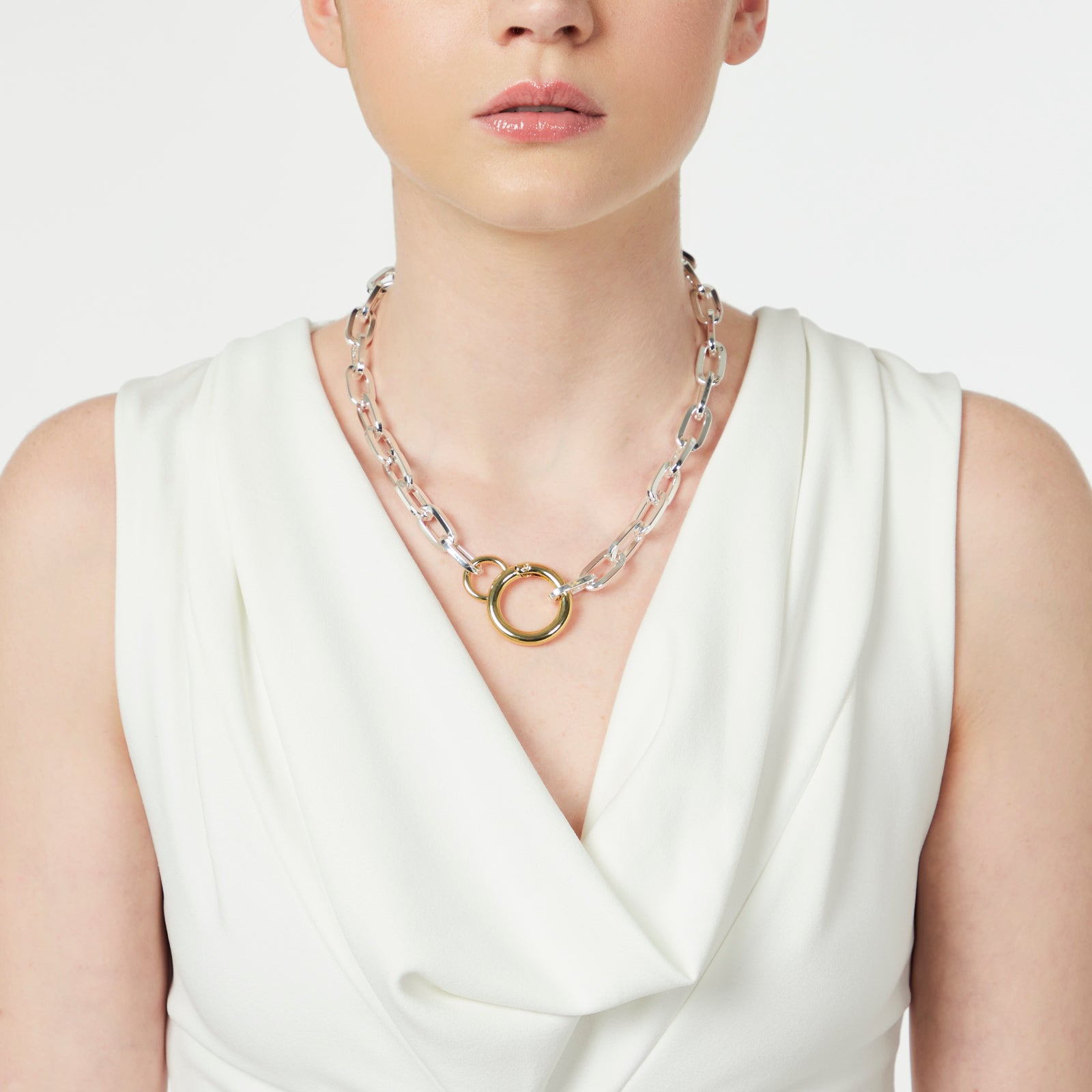 Necklace with two rings Andromeda - Silver - Sodini Bijoux