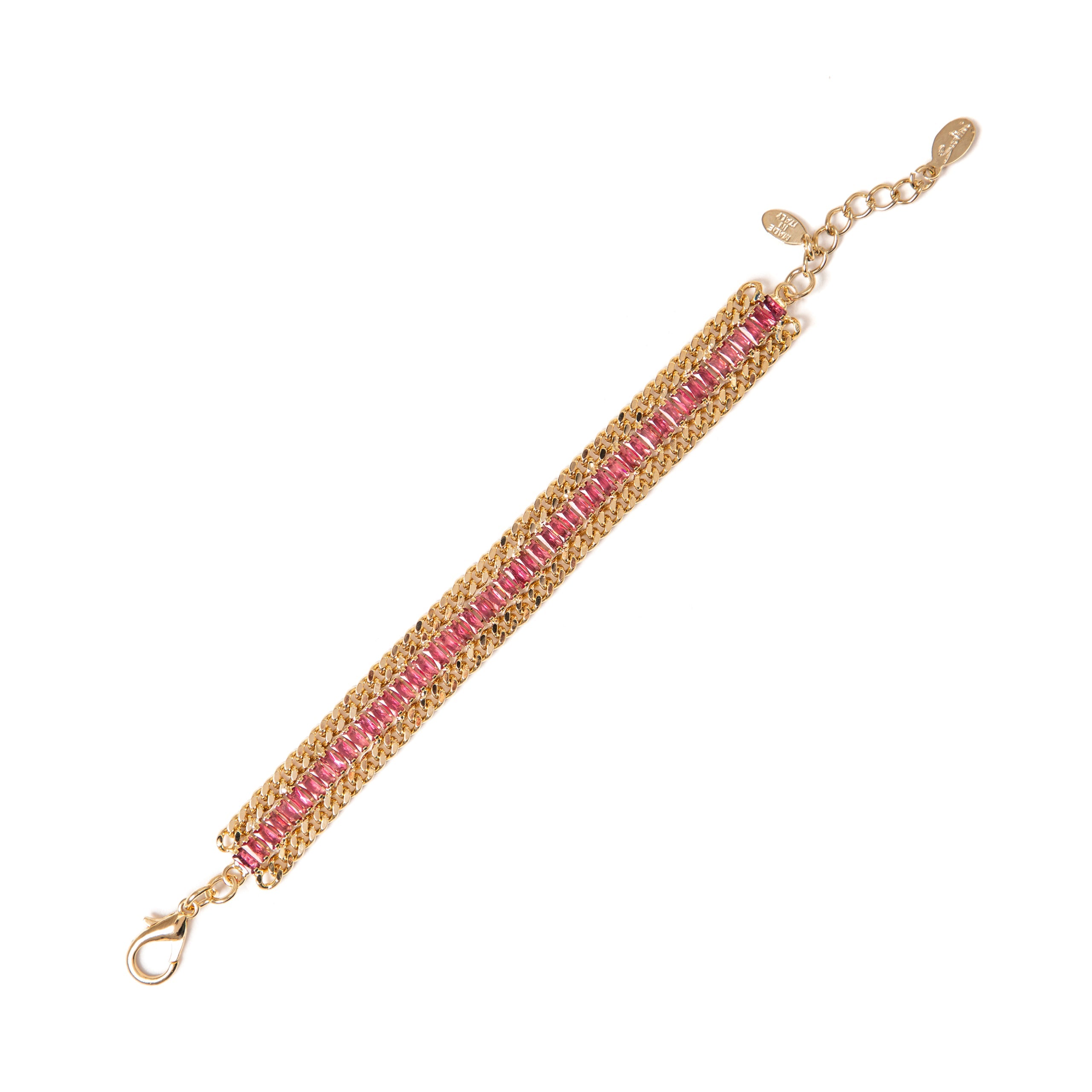 Bracciale groumette e cristalli Cometa - Rosa - Sodini Bijoux