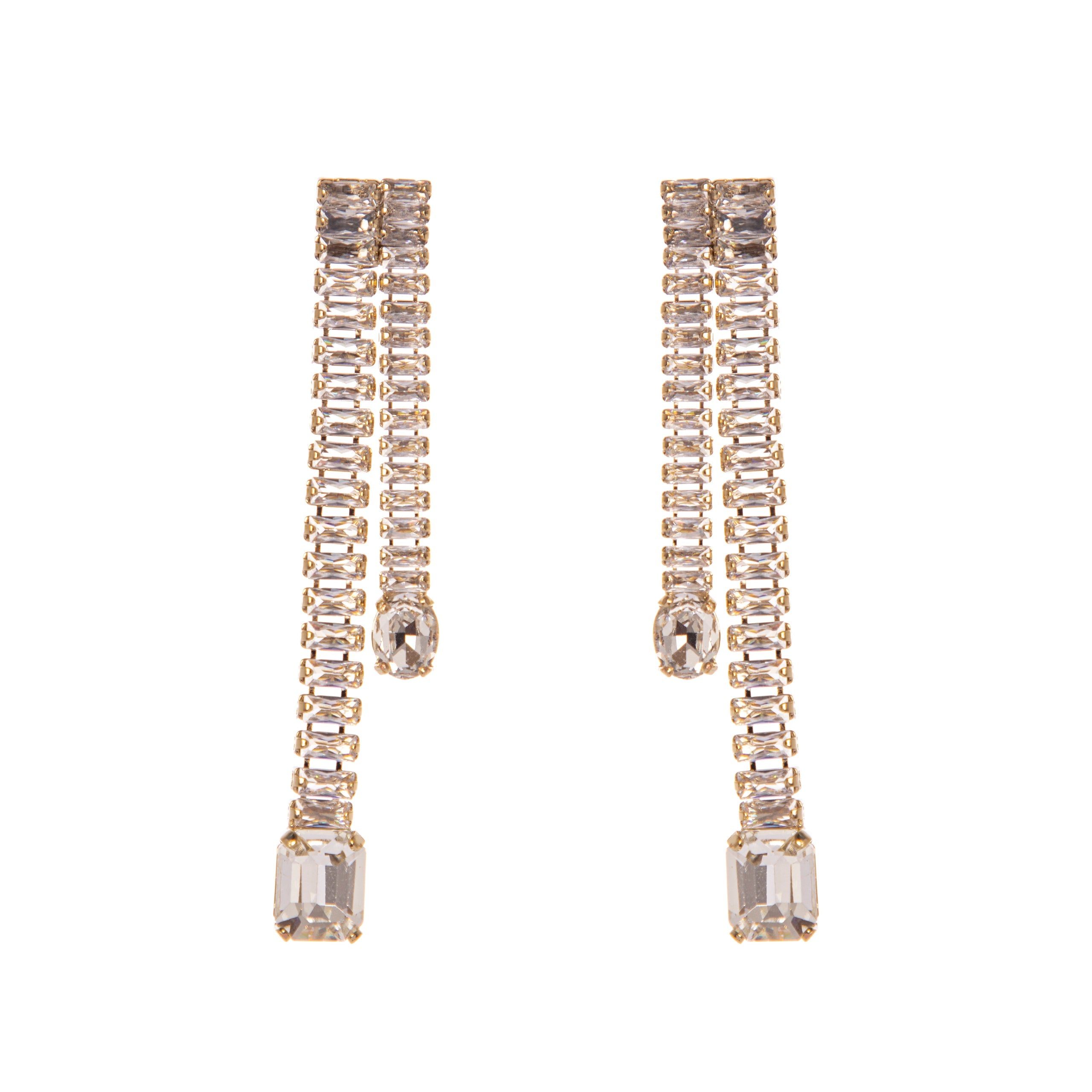 Orecchini a due fili asimmetrici Cometa - Bianco - Sodini Bijoux