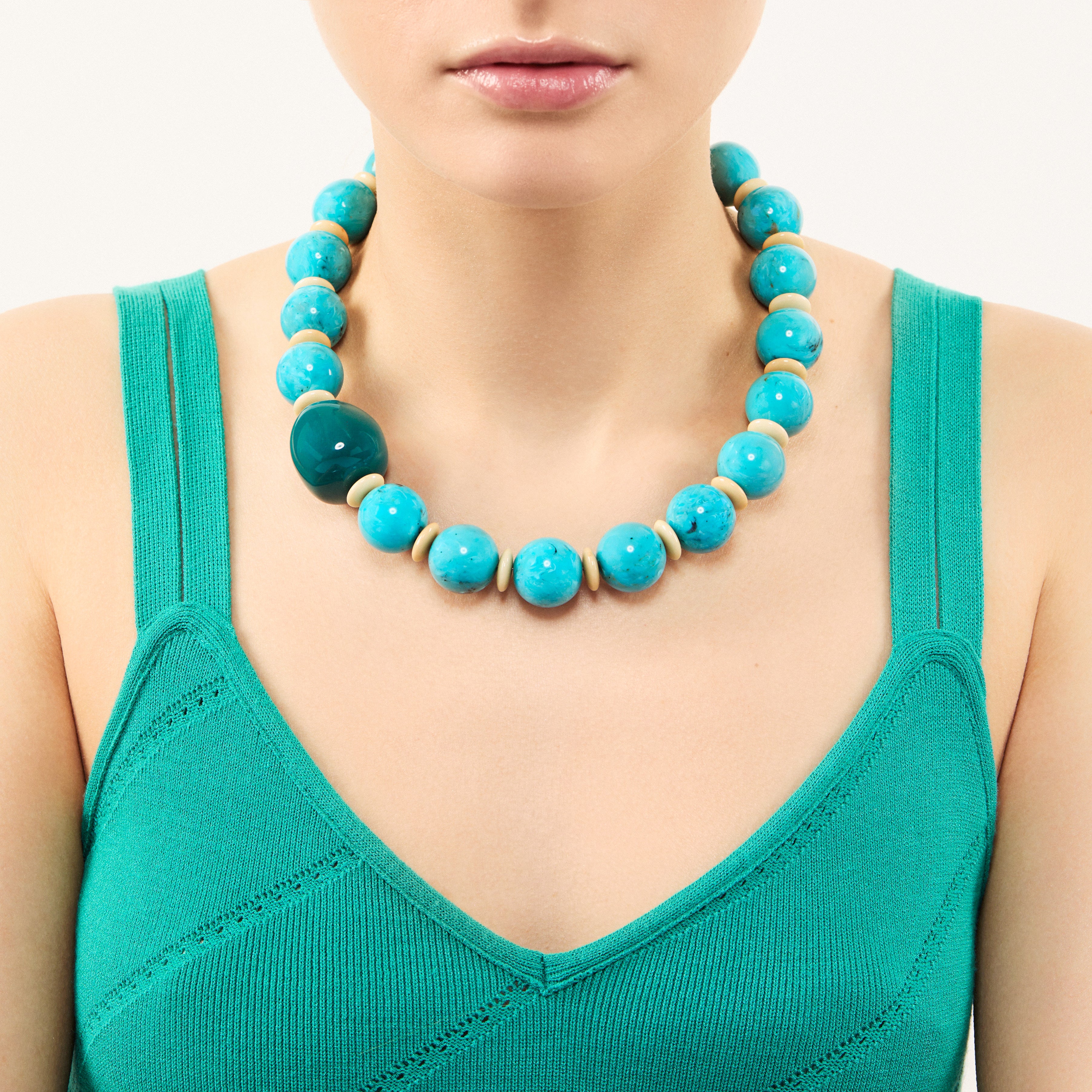 Collana a grandi boule Essenza - Turchese - Sodini Bijoux