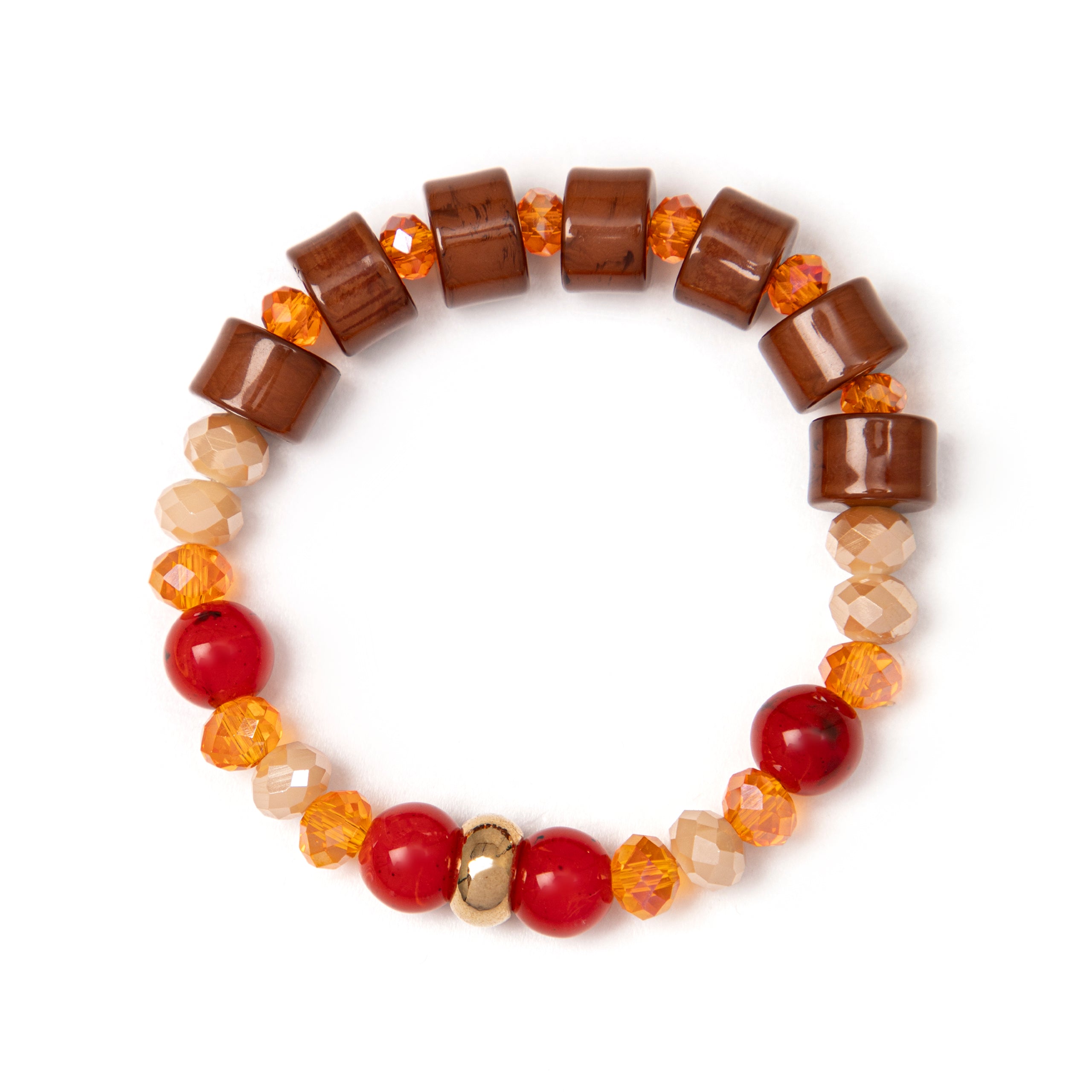 Bracciale elastico perline e cilindretti Essenza - Corallo - Sodini Bijoux