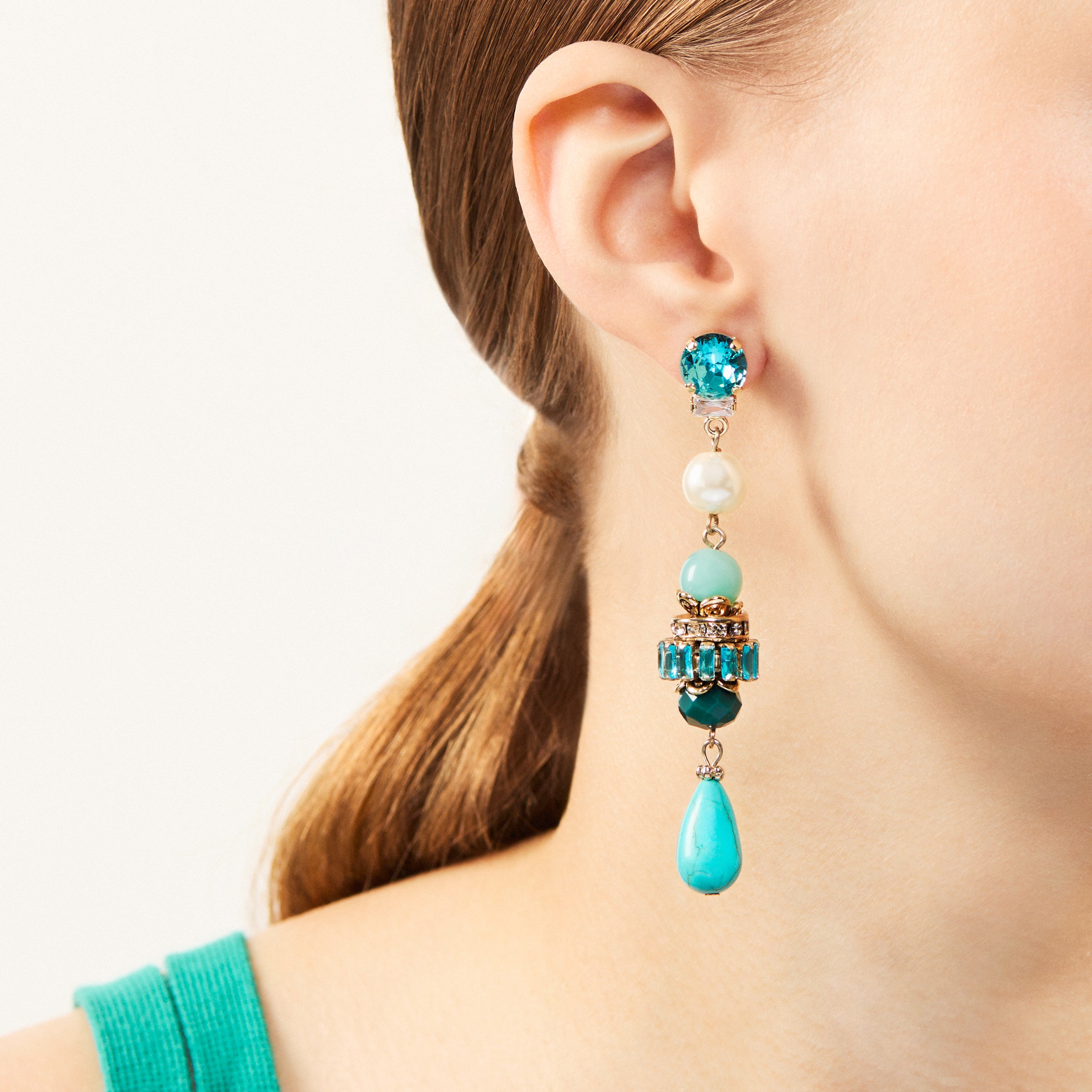 Orecchini con elementi a cascata e goccia Essenza - Turchese - Sodini Bijoux