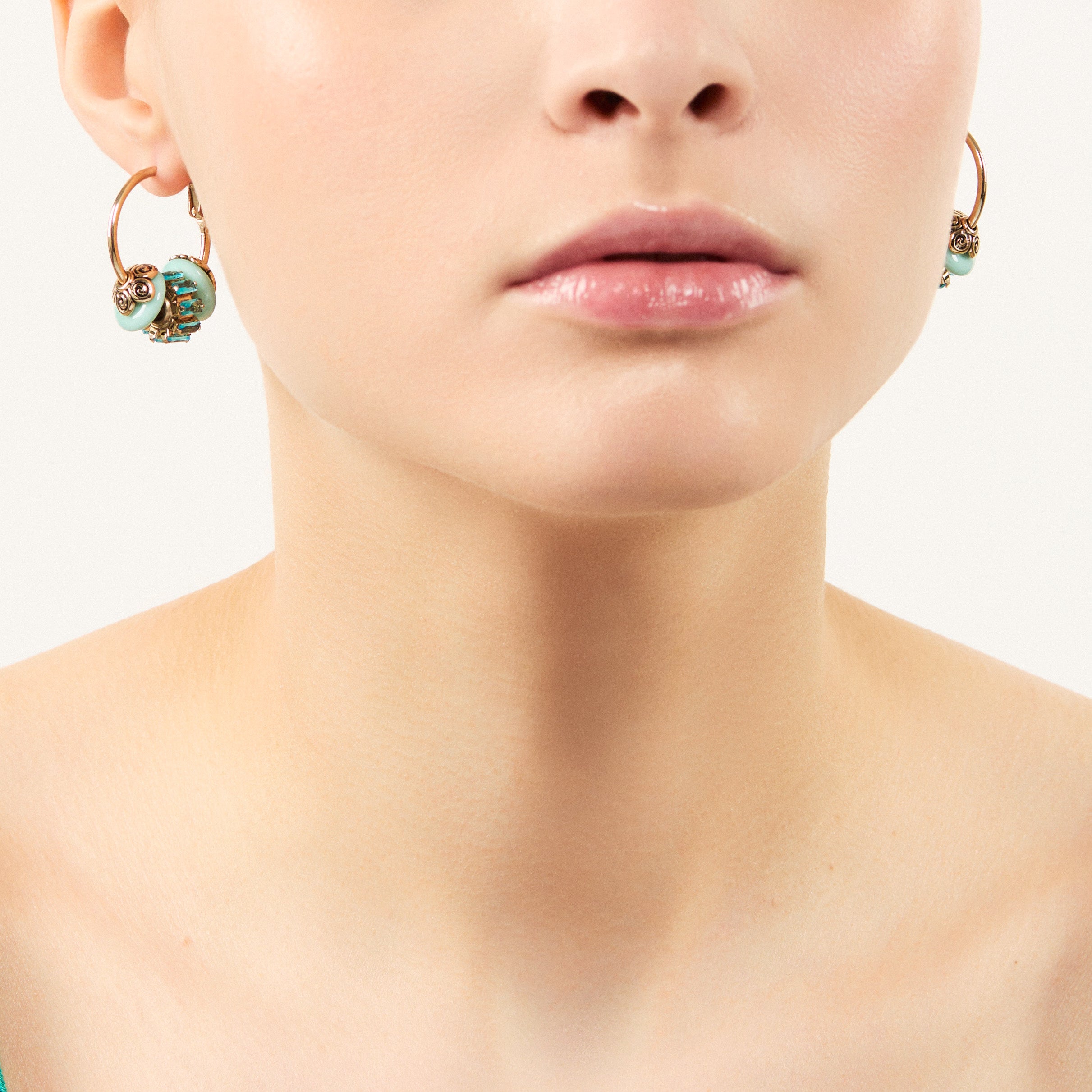 Orecchini cerchio e charm Essenza - Turchese - Sodini Bijoux