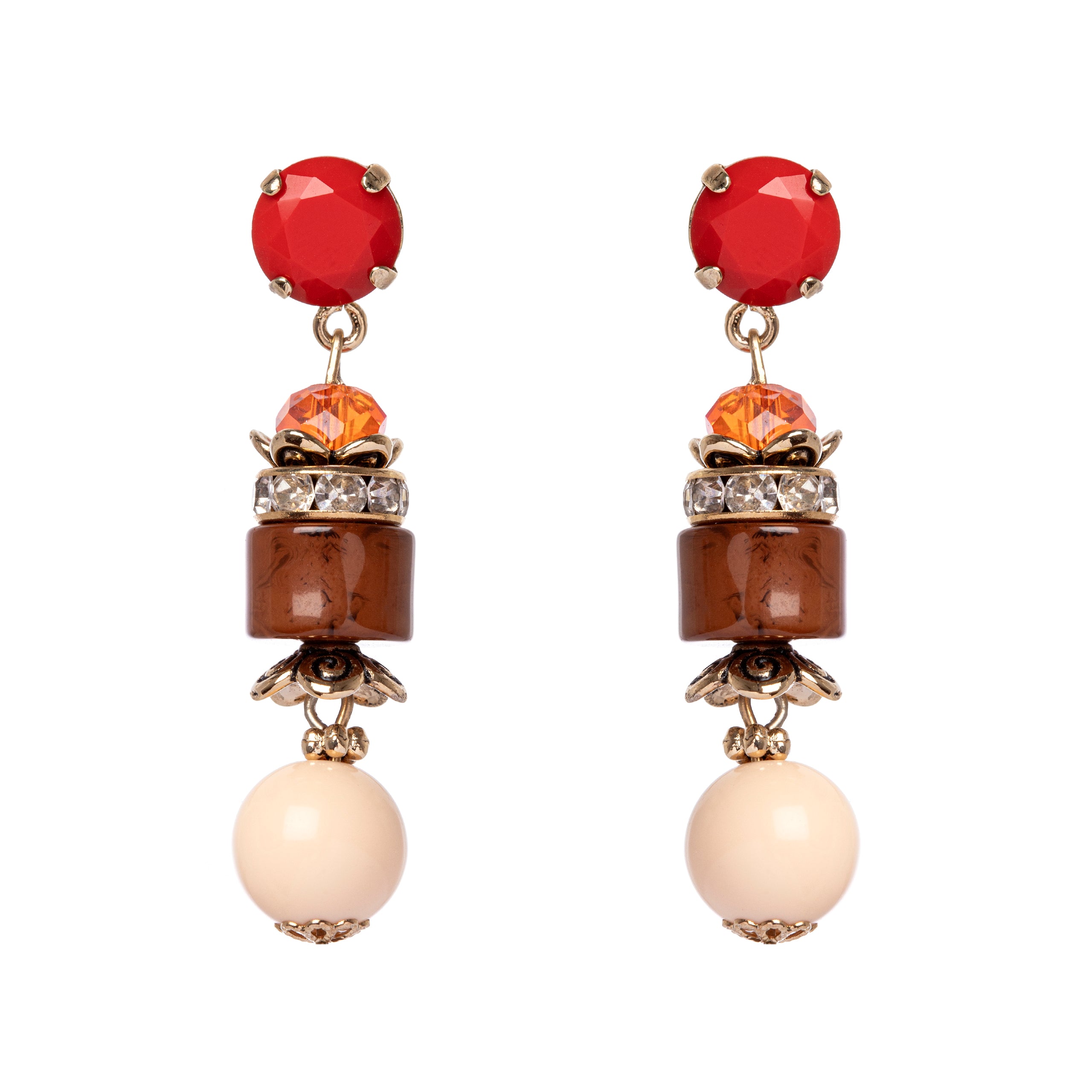 Orecchini con elementi a cascata Essenza - Corallo - Sodini Bijoux