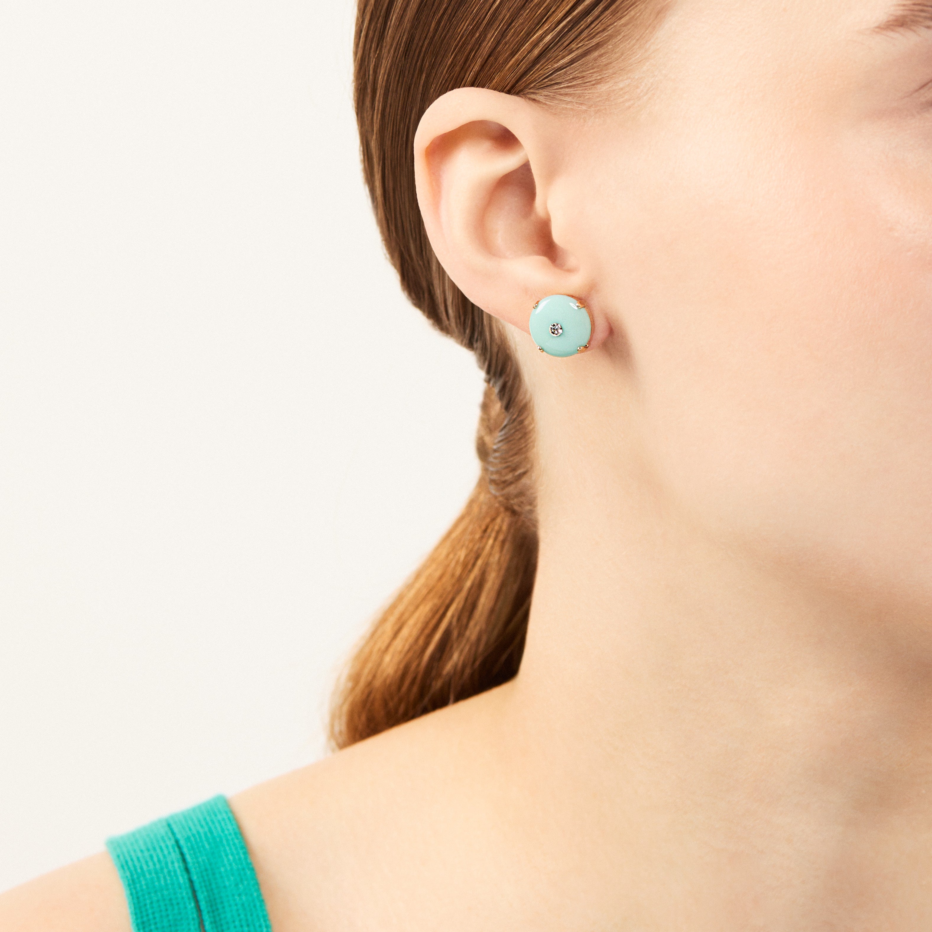Orecchini a dischetto e strass Essenza - Turchese - Sodini Bijoux