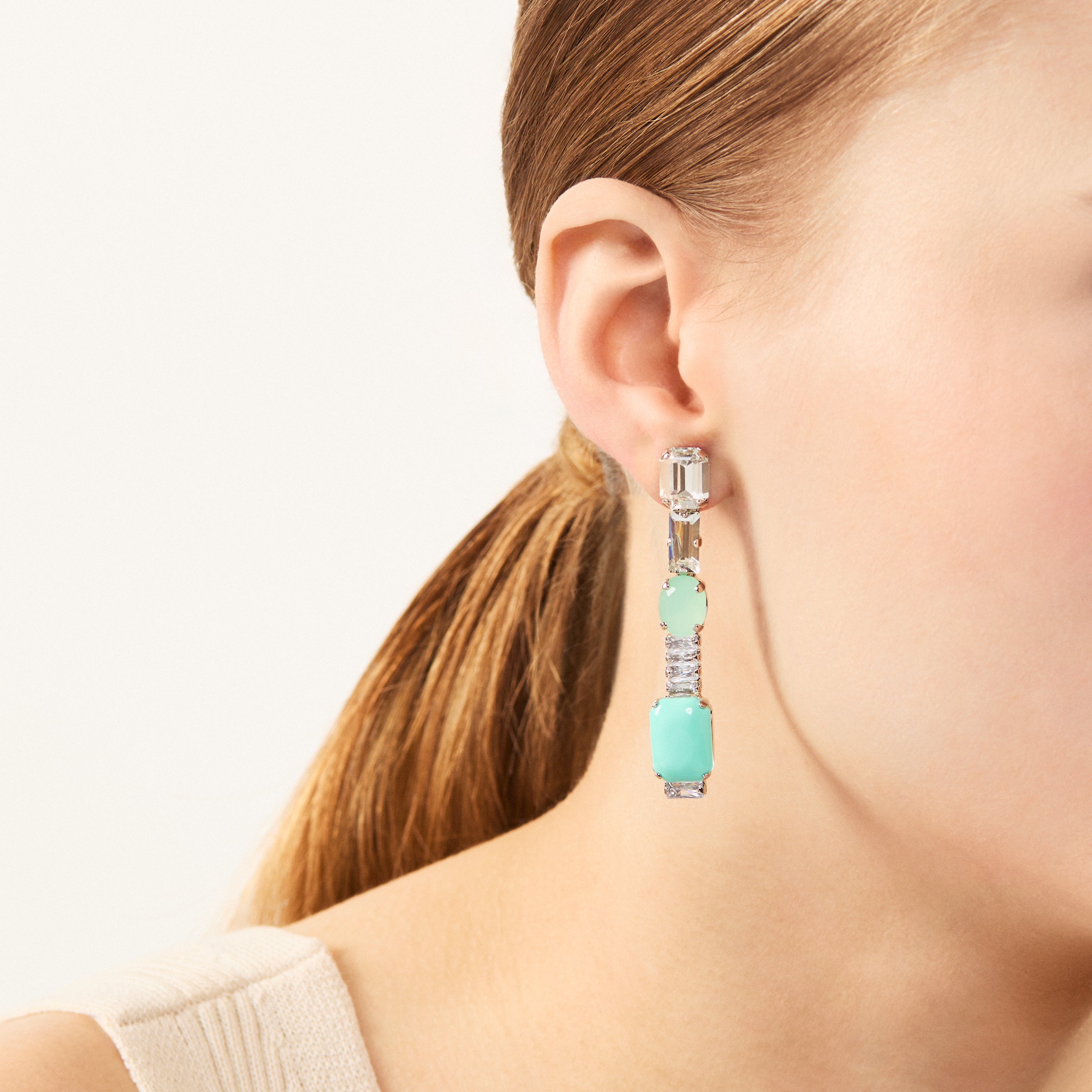 Cubic zirconia wire earrings Faville Blue - Turquoise - Sodini Bijoux