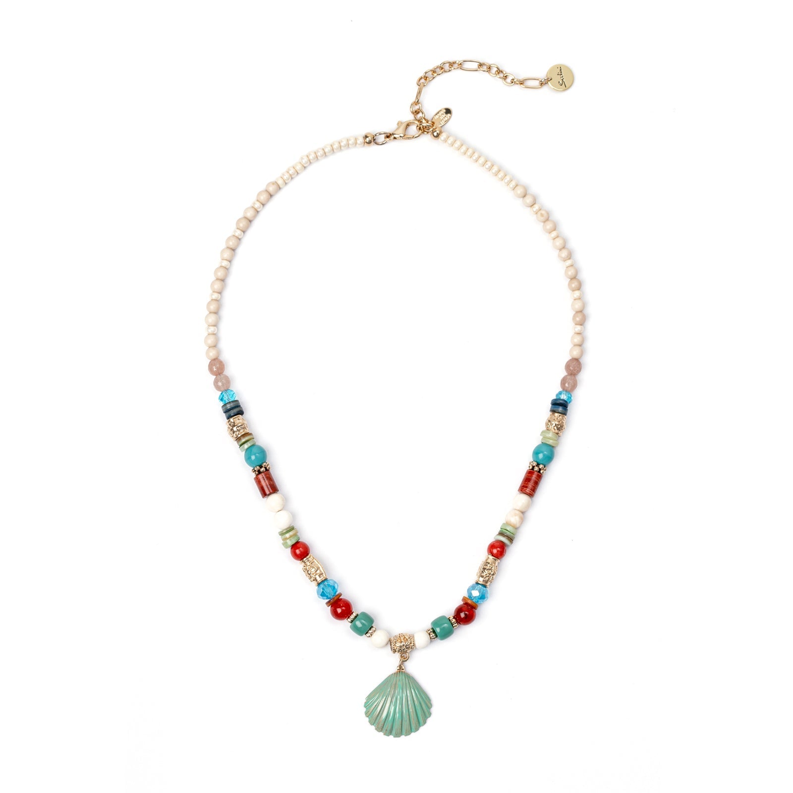 Necklace boules and dangling shell Partenope - Multicolor - Sodini Bijoux