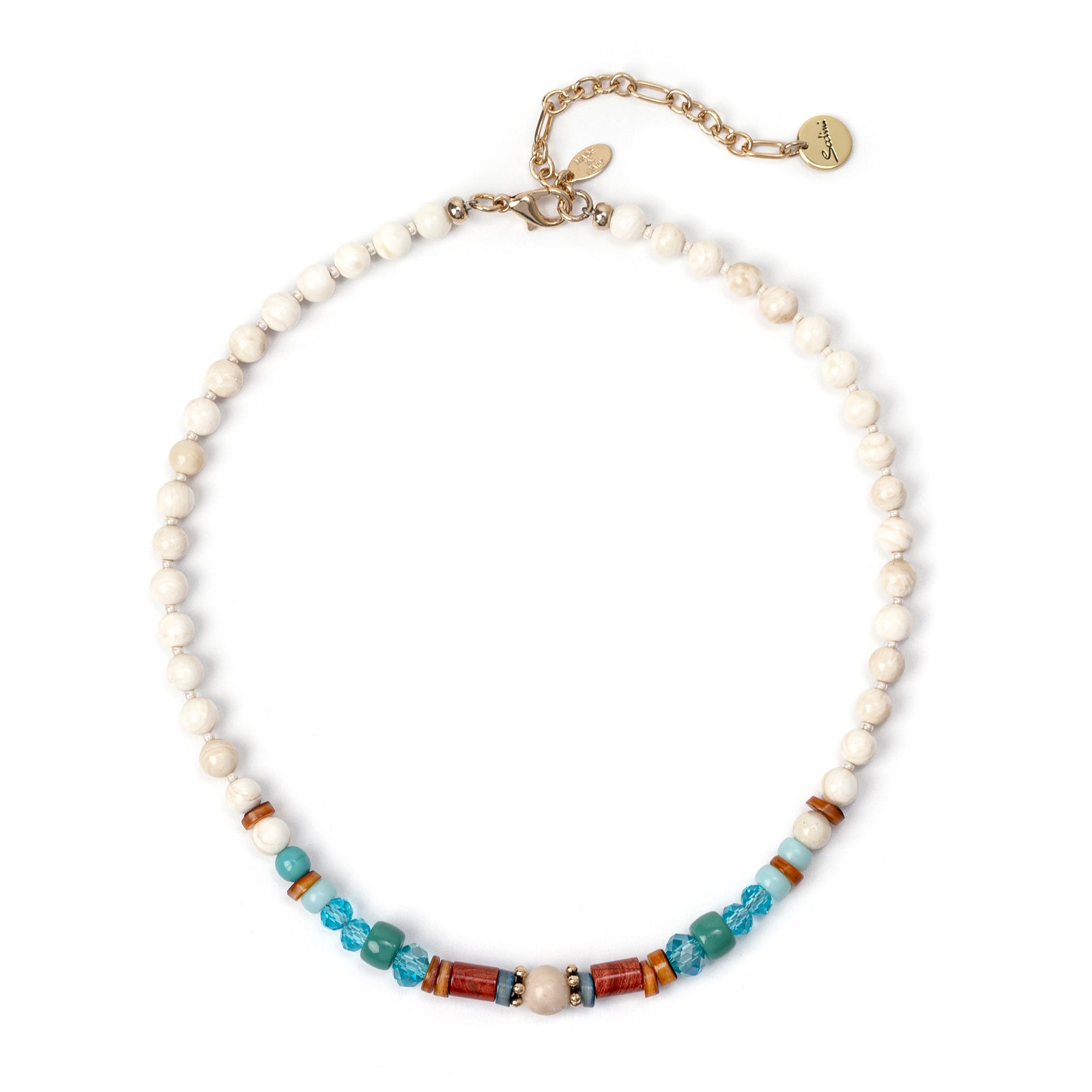 Short necklace with boules rings and beads Partenope - Multicolor - Sodini Bijoux