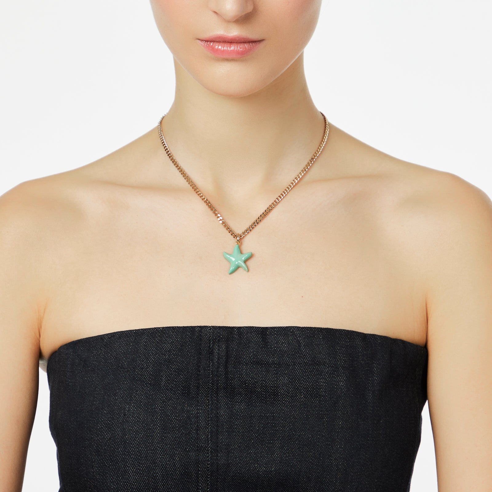 Short necklace groumette and starfish Partenope - Turquoise - Sodini Bijoux