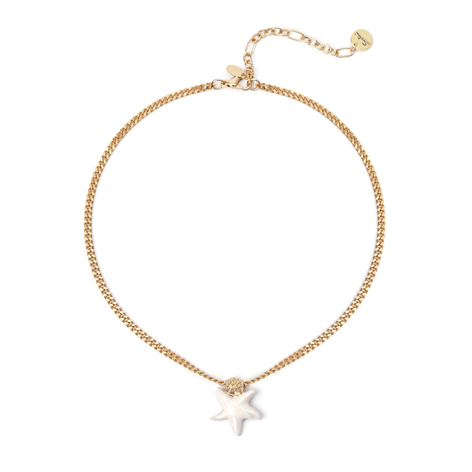 Short necklace groumette and starfish Partenope - White - Sodini Bijoux