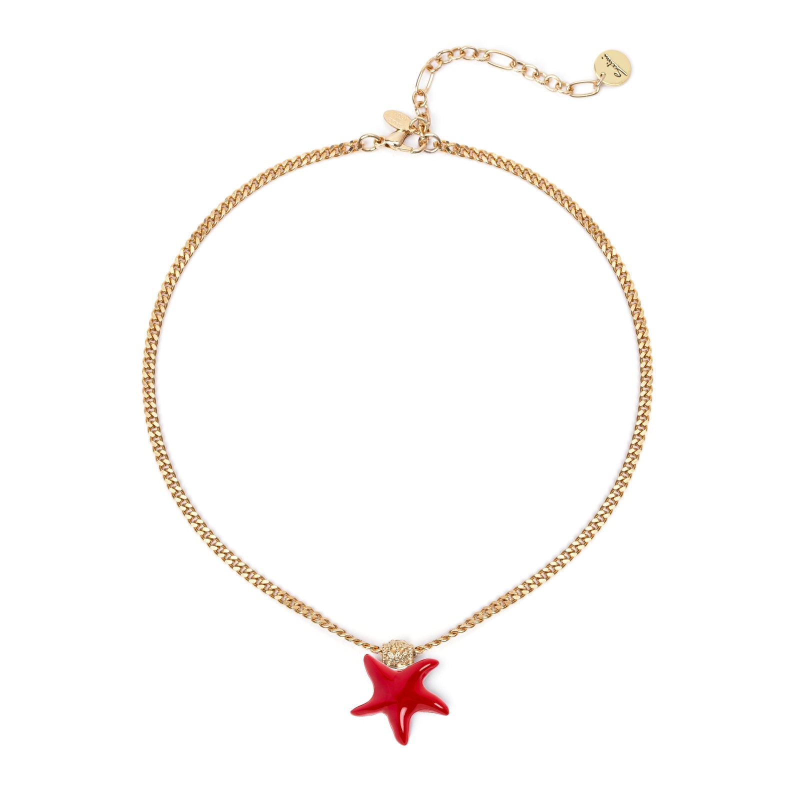 Short necklace groumette and starfish Partenope - Red - Sodini Bijoux