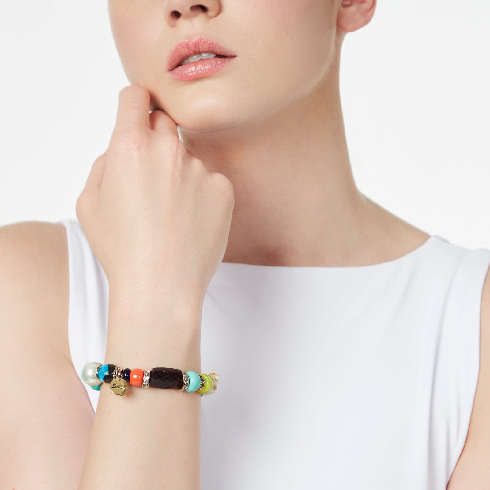 Elastic bracelet with large elements Partenope - Multicolor - Sodini Bijoux