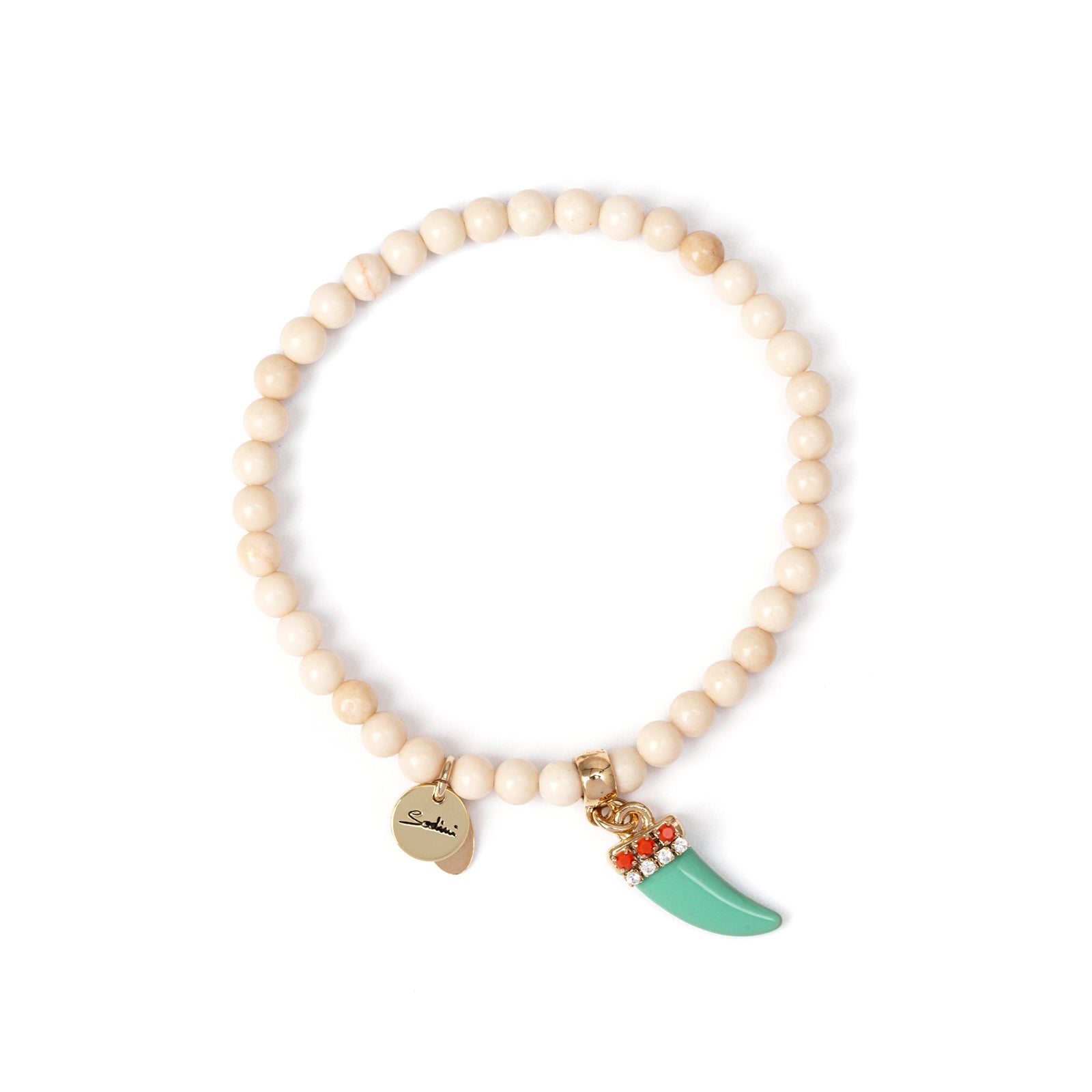 Bracciale elastico boule e cornetto Partenope - Turchese - Sodini Bijoux