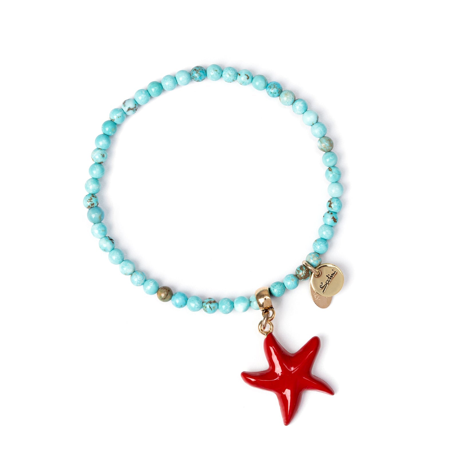 Elastic bracelet boules and starfish Partenope - Red - Sodini Bijoux