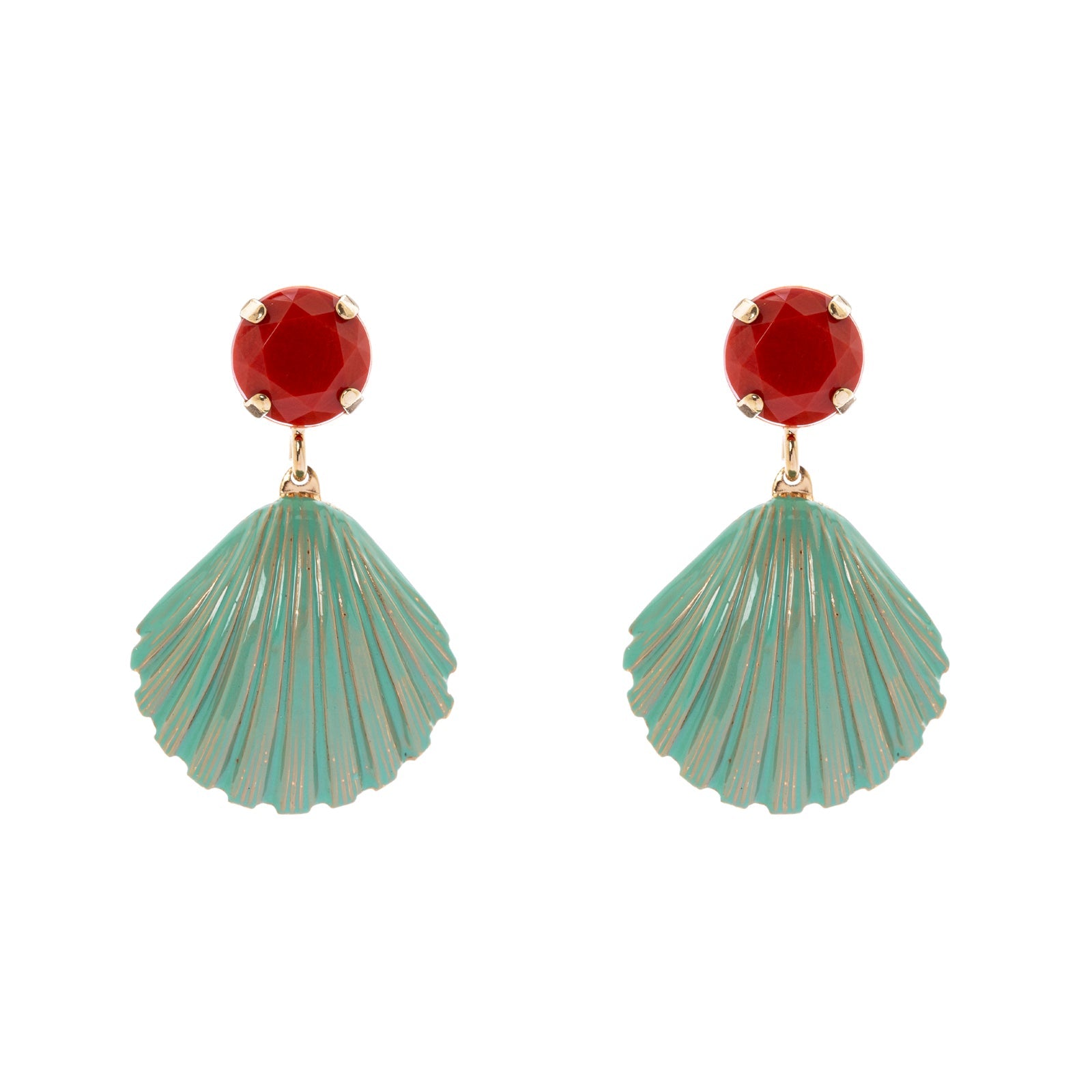 Earrings with dangling shell Partenope - Multicolor - Sodini Bijoux
