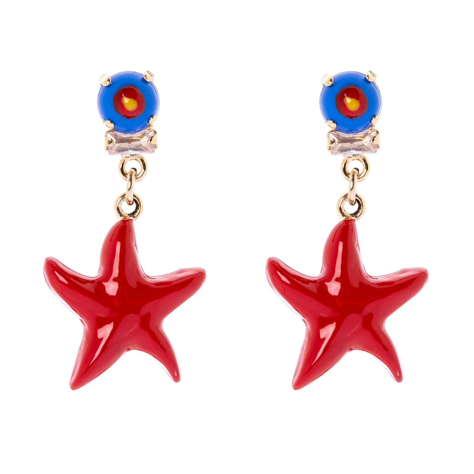 Earrings with dangling starfish Partenope - Red - Sodini Bijoux