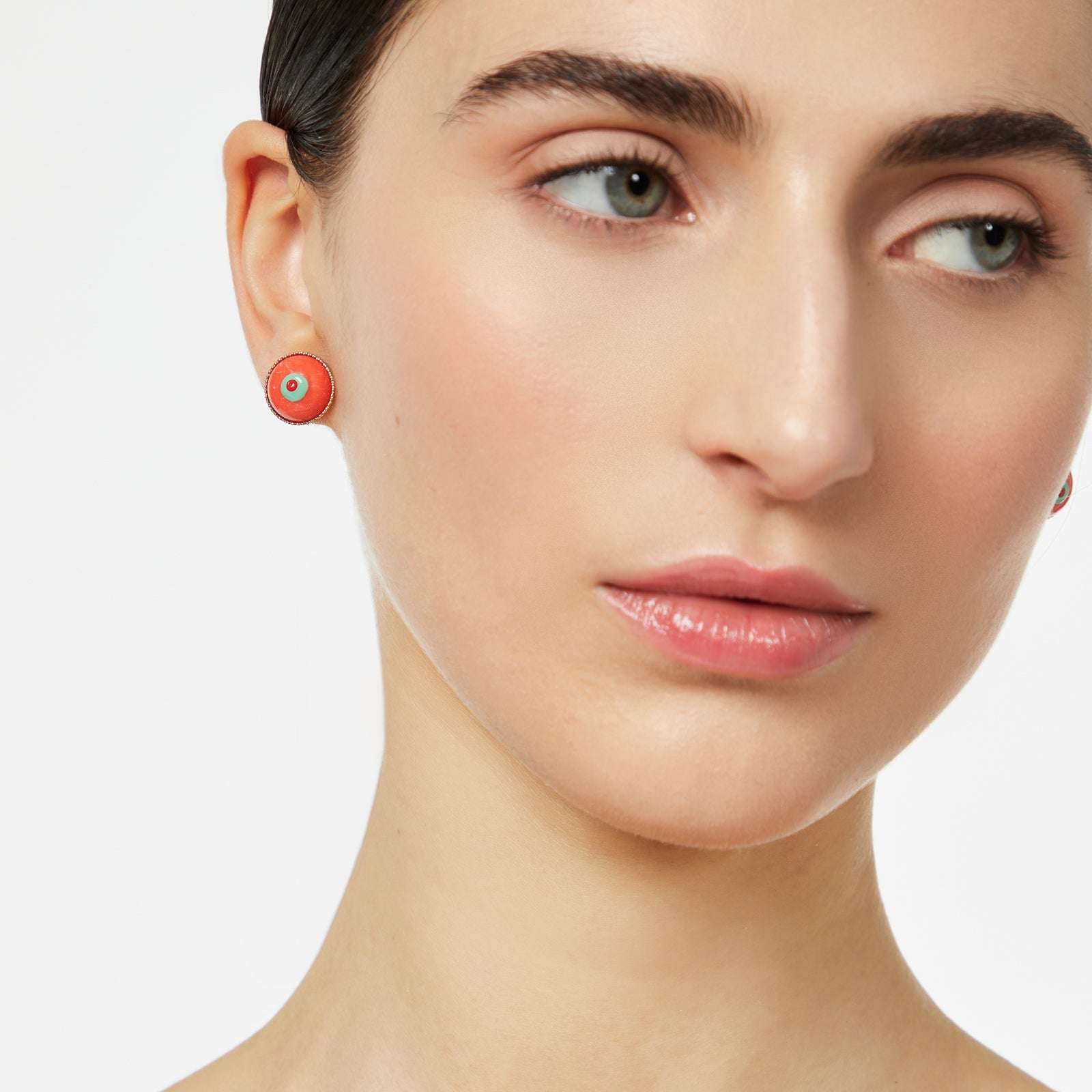 Small stud earrings Partenope - Red - Sodini Bijoux