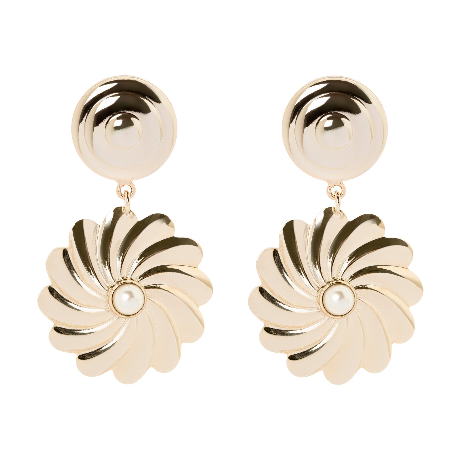 Button and spiral flower earrings Amaranta - Gold - Sodini Bijoux