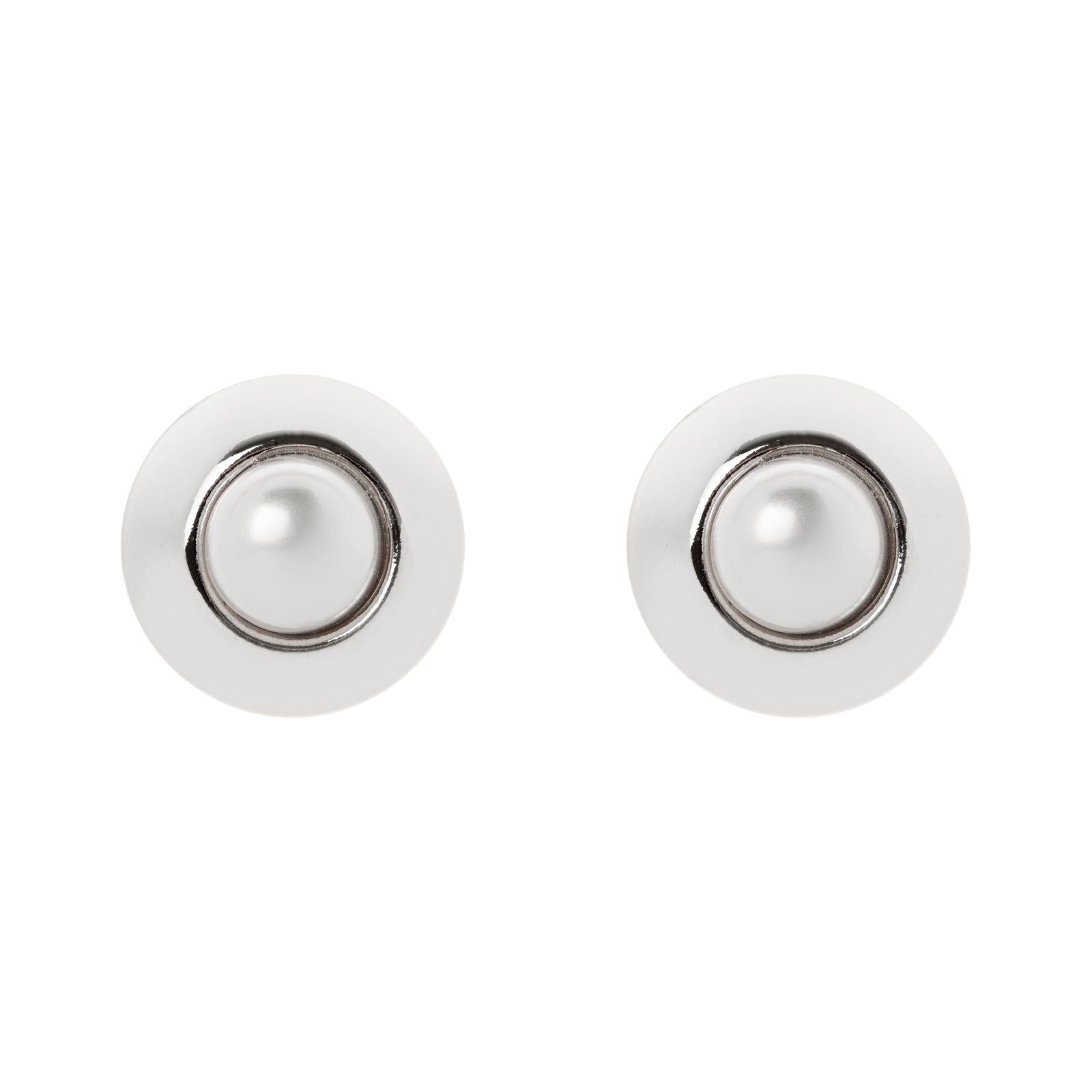 Button and pearl earrings Amaranta - Silver - Sodini Bijoux