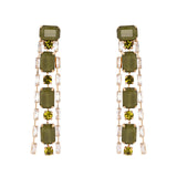 Three strings long earrings Semira - Green - Sodini Bijoux