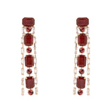 Three strings long earrings Semira - Red - Sodini Bijoux