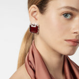 Square crystal earrings Semira - Red - Sodini Bijoux